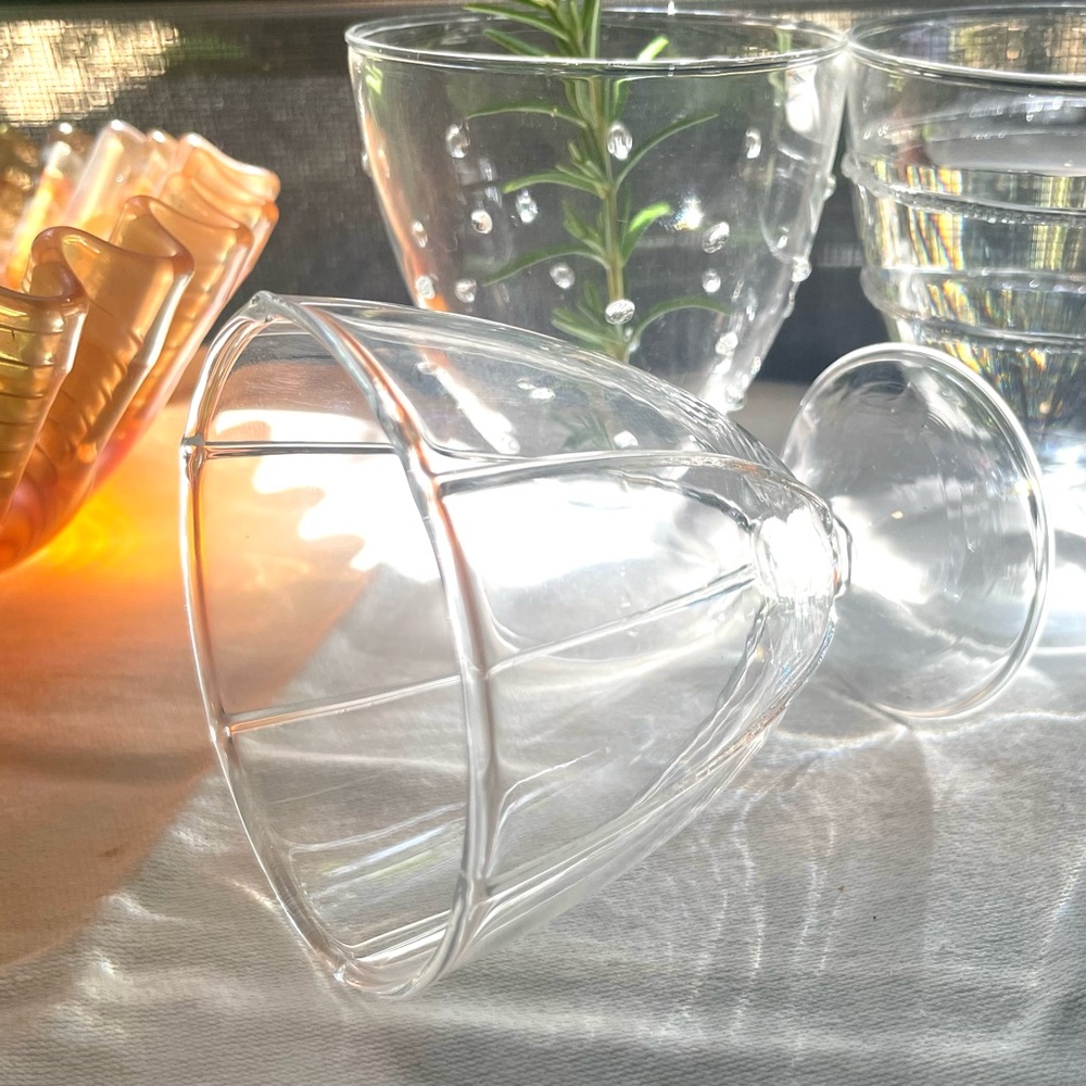 Artisan Made One-of-a-Kind Handblown Small Footed Glasses -  set of 3